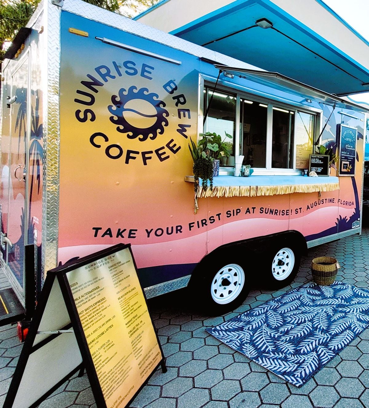 The branded Sunrise Brew coffee truck in St. Augustine
